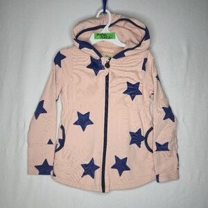 Peekaboo Beans Girls Pink And Blue Star Hooded Zippered Sweatshirt Jacket Size 7